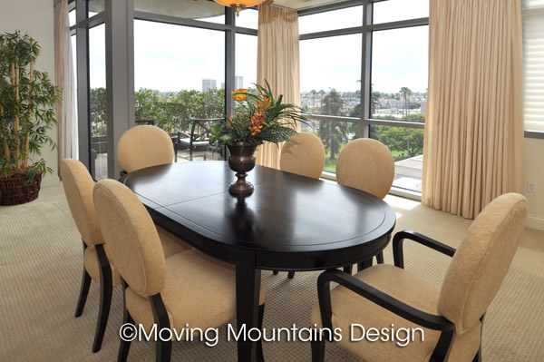 Dining room Luxury condo staging in LA Dining room Luxury condo staging in LA with view