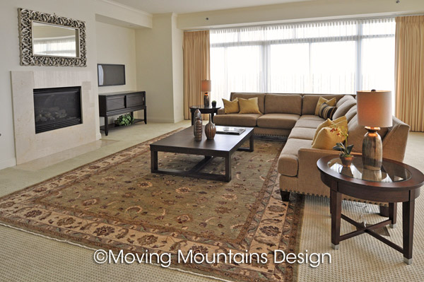 Living room Luxury condo staging in Los Angeles Living room Luxury condo staging with Persian rugs