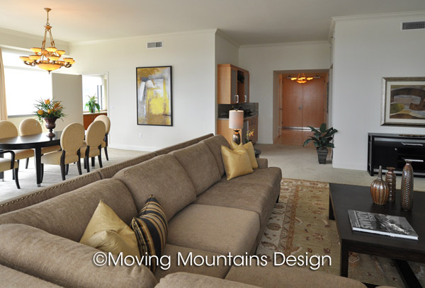 Luxury Living Room Home Staging in Los Angeles Living room and dining room Luxury home staging with Persain rugs